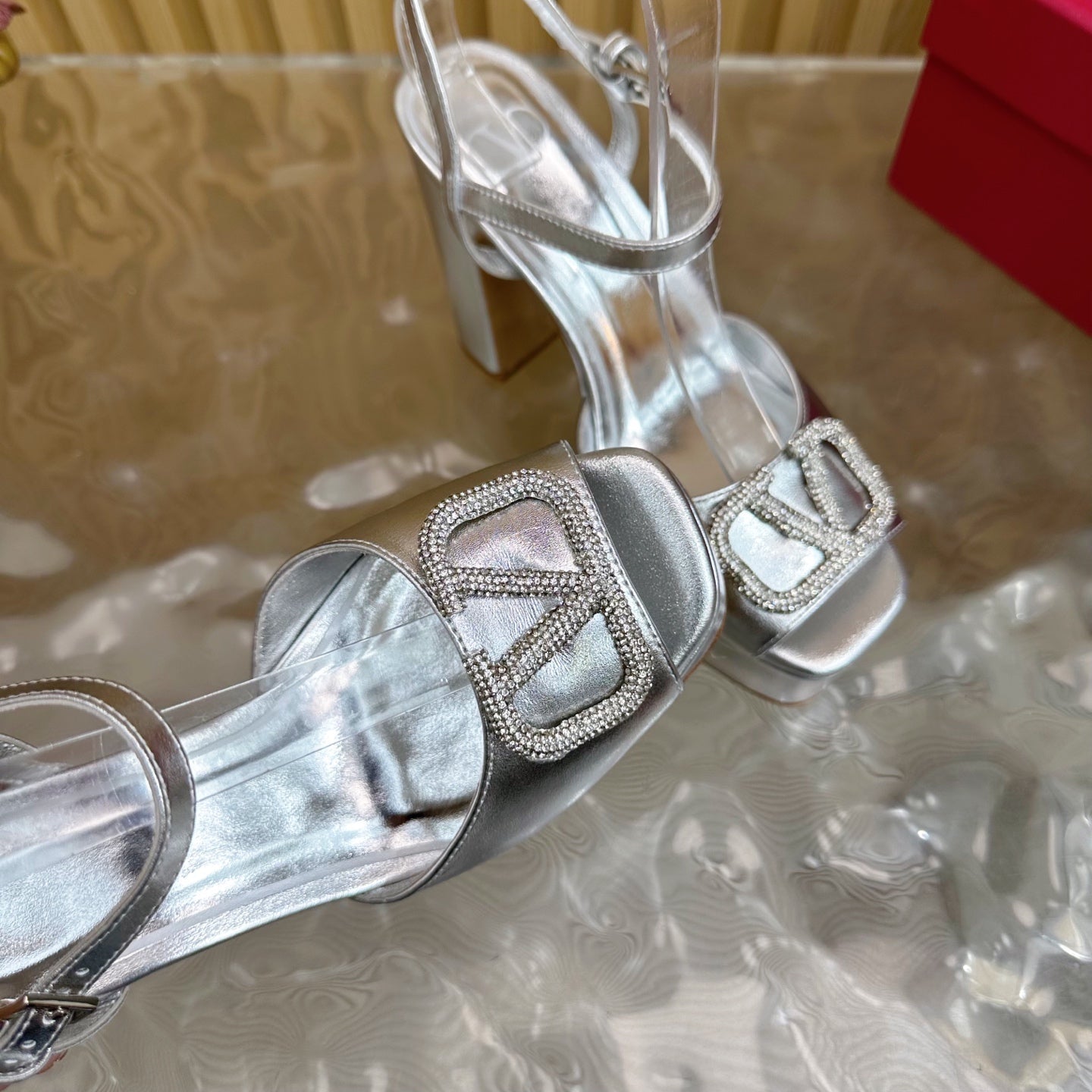VT High Heels Sandals 110mm Silver Calfskin 286484