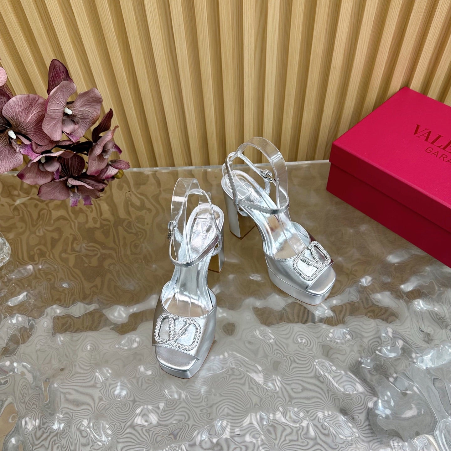 VT High Heels Sandals 110mm Silver Calfskin 286484
