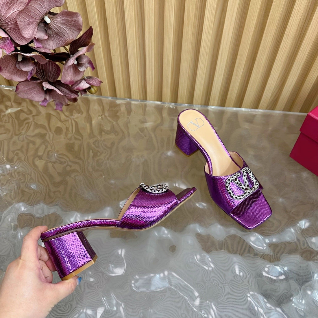 VT 25 Vlogo Mule Purple Snakeskin Leather 331928