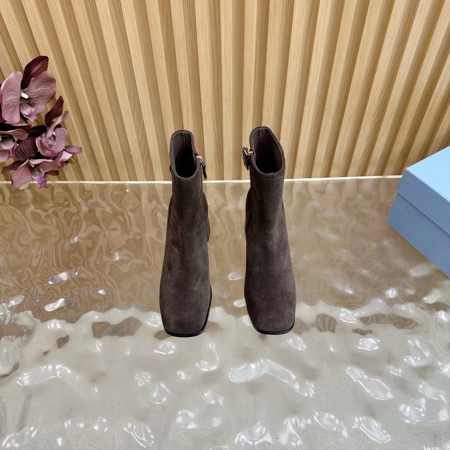 Prada 25 Boot Brown Black Suede 498222