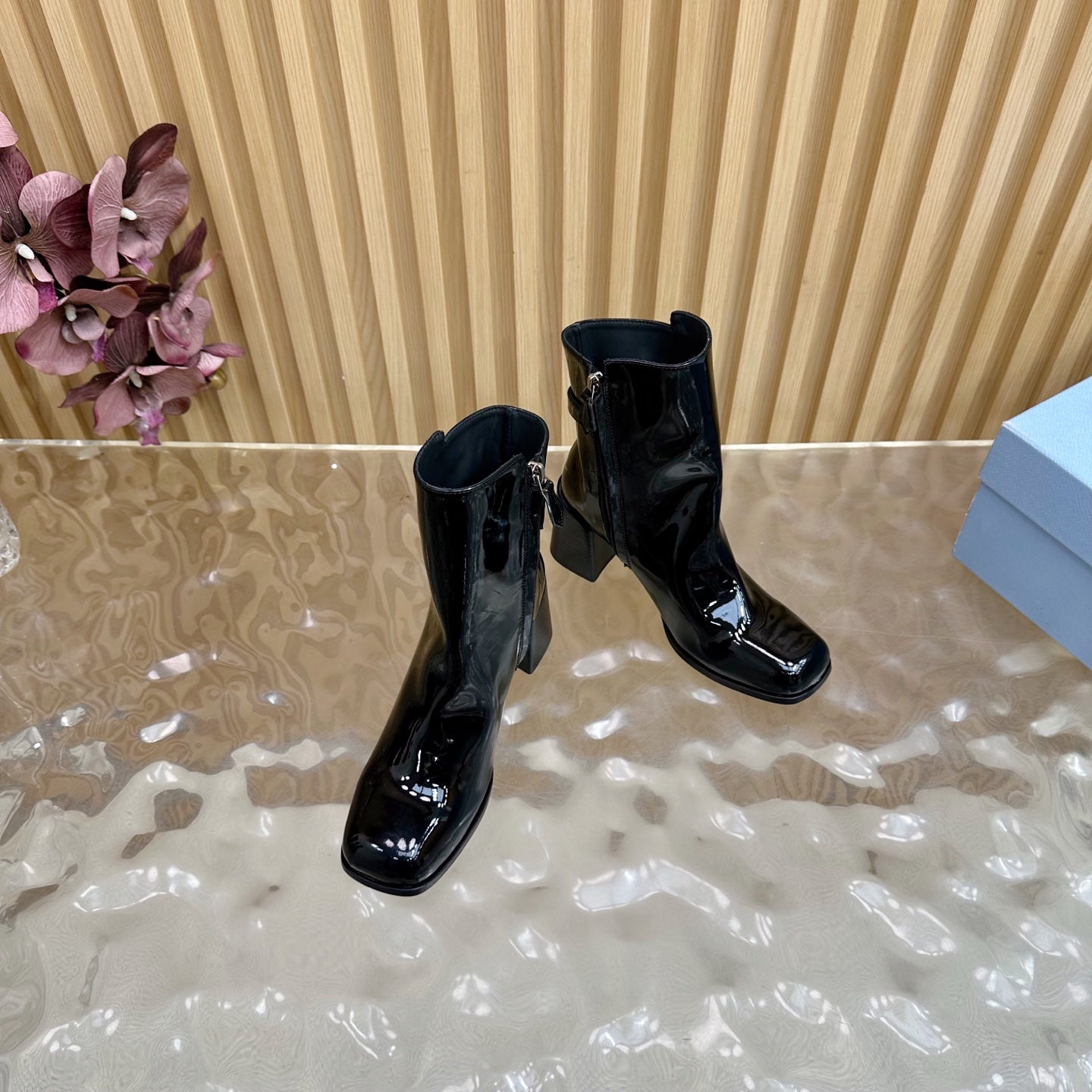 Prada 25 Boot Black Patent Leather 498227
