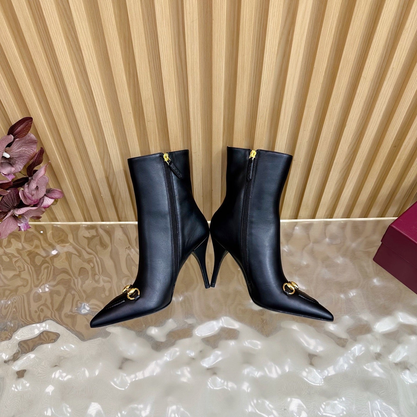 Gucci 2025 Thick-heeled Square-toed Ankle Boots Black Sheepskin 498069