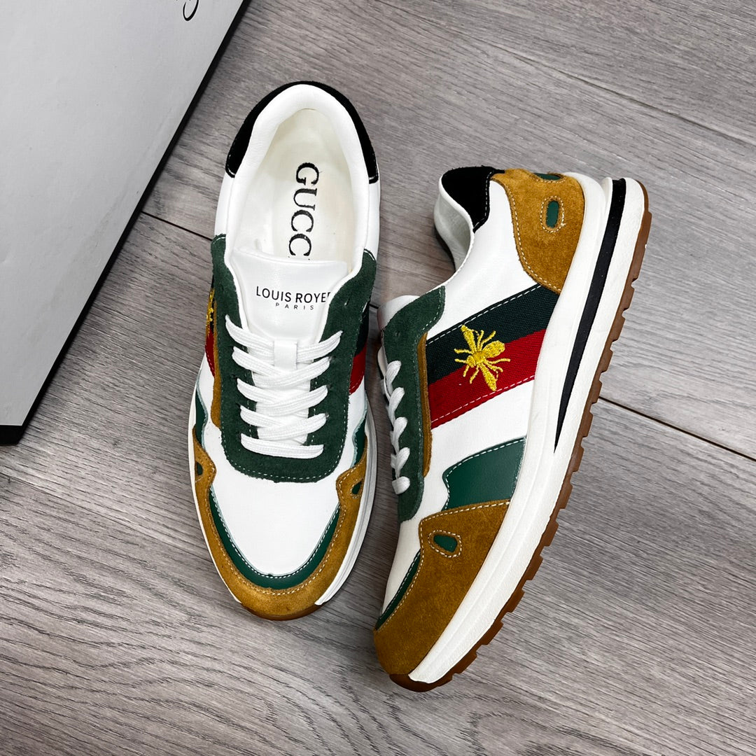 GG Men's Ace Bee Sneaker Multicolor Suede Cowhide 487718