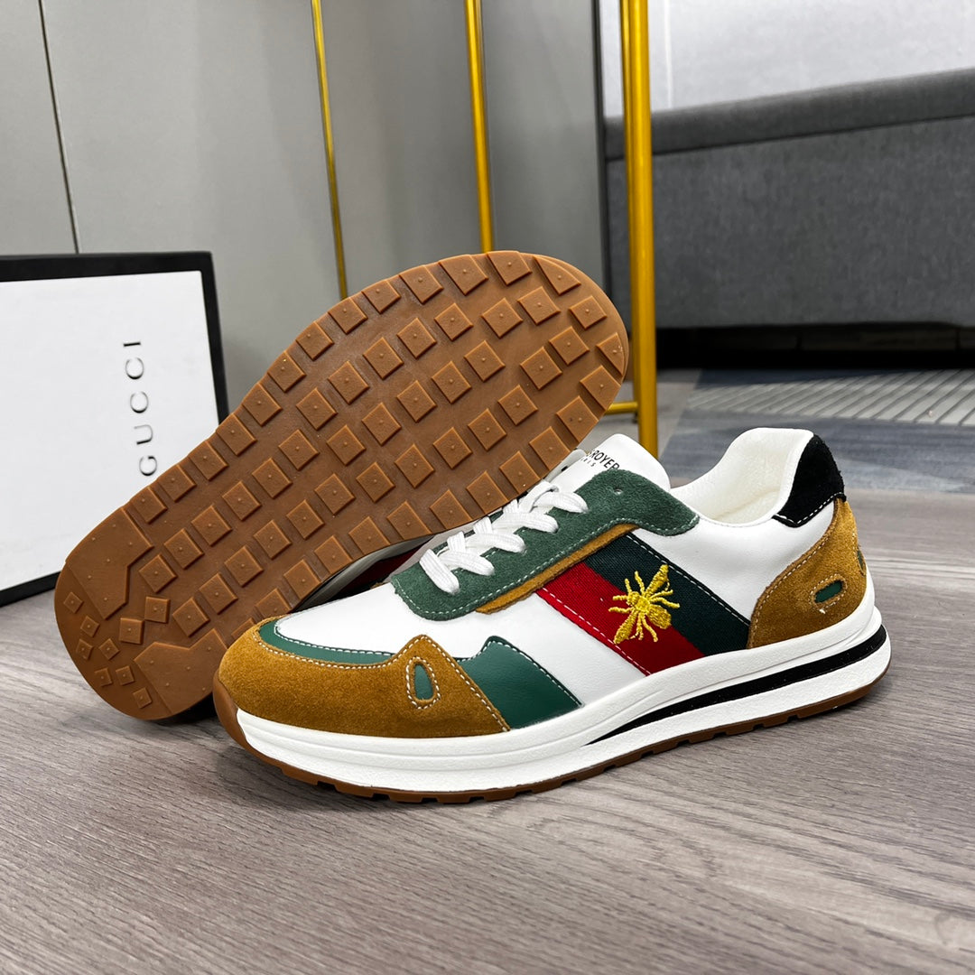 GG Men's Ace Bee Sneaker Multicolor Suede Cowhide 487718