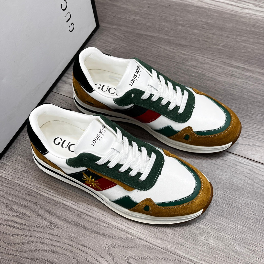 GG Men's Ace Bee Sneaker Multicolor Suede Cowhide 487718