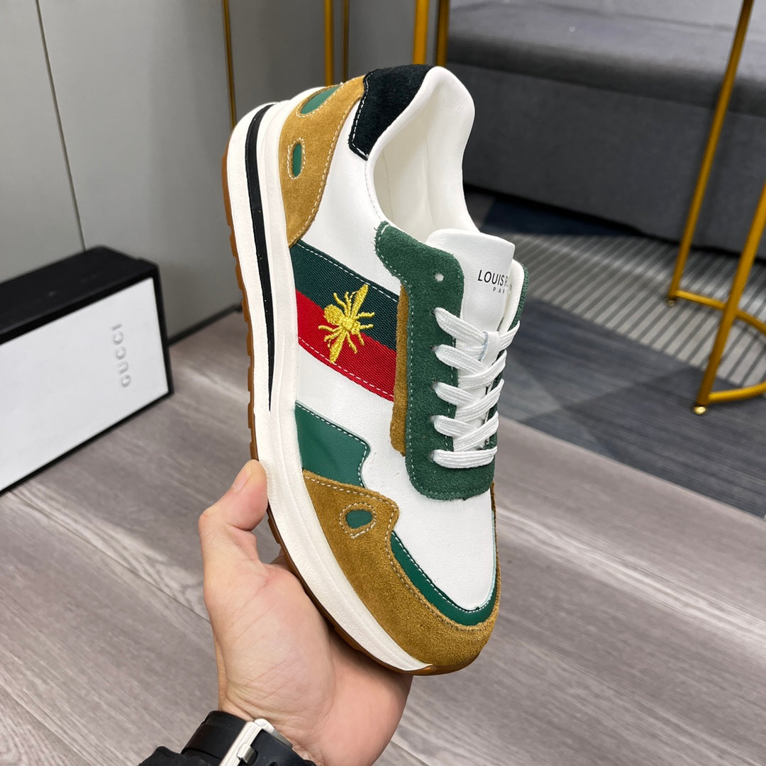 GG Men's Ace Bee Sneaker Multicolor Suede Cowhide 487718