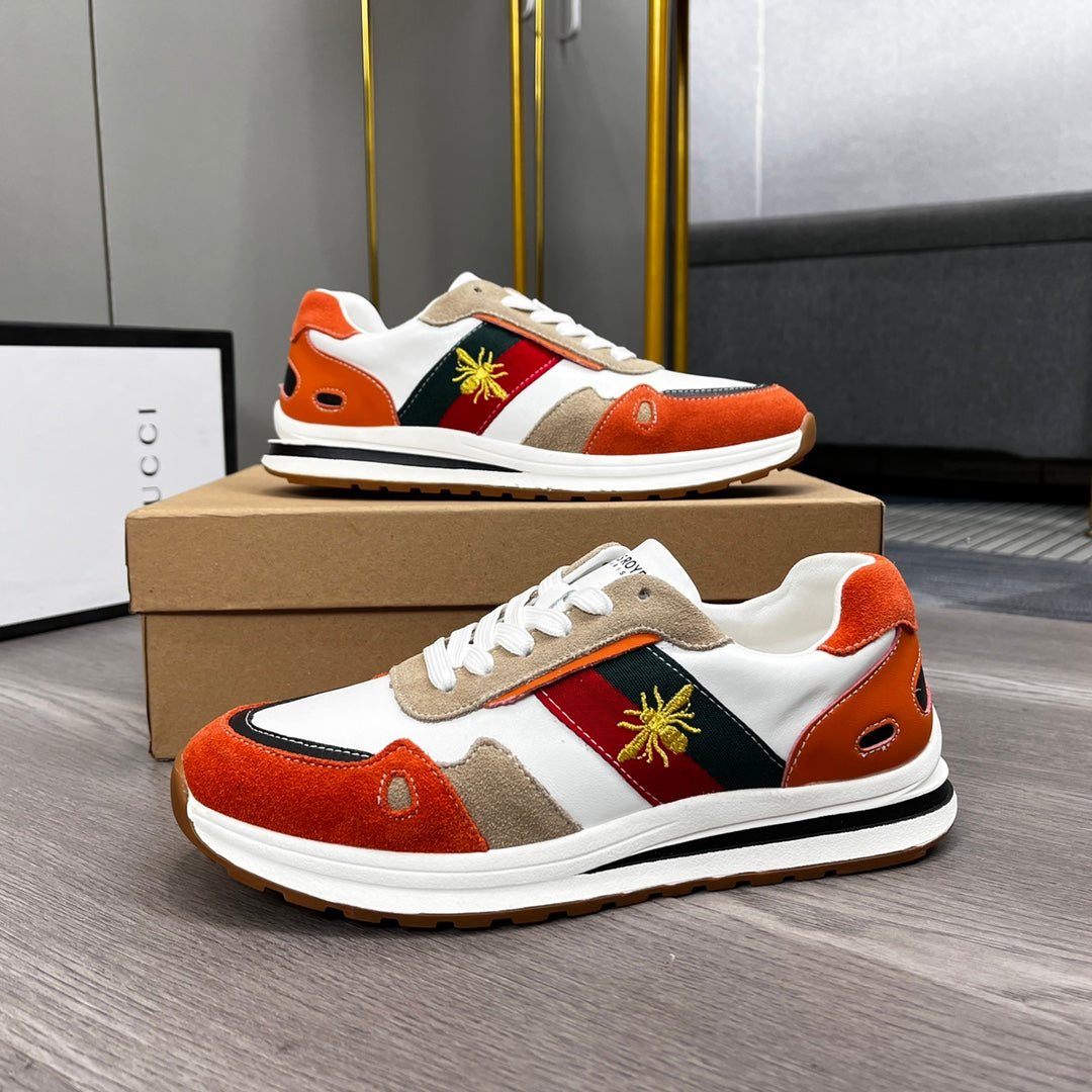 GG Men's Ace Bee Sneaker Multicolor Suede Cowhide 487717