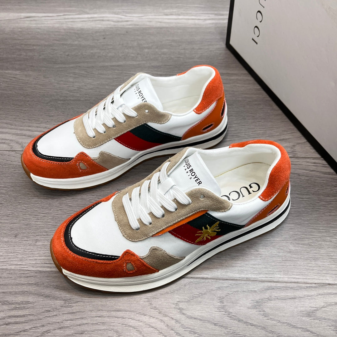 GG Men's Ace Bee Sneaker Multicolor Suede Cowhide 487717