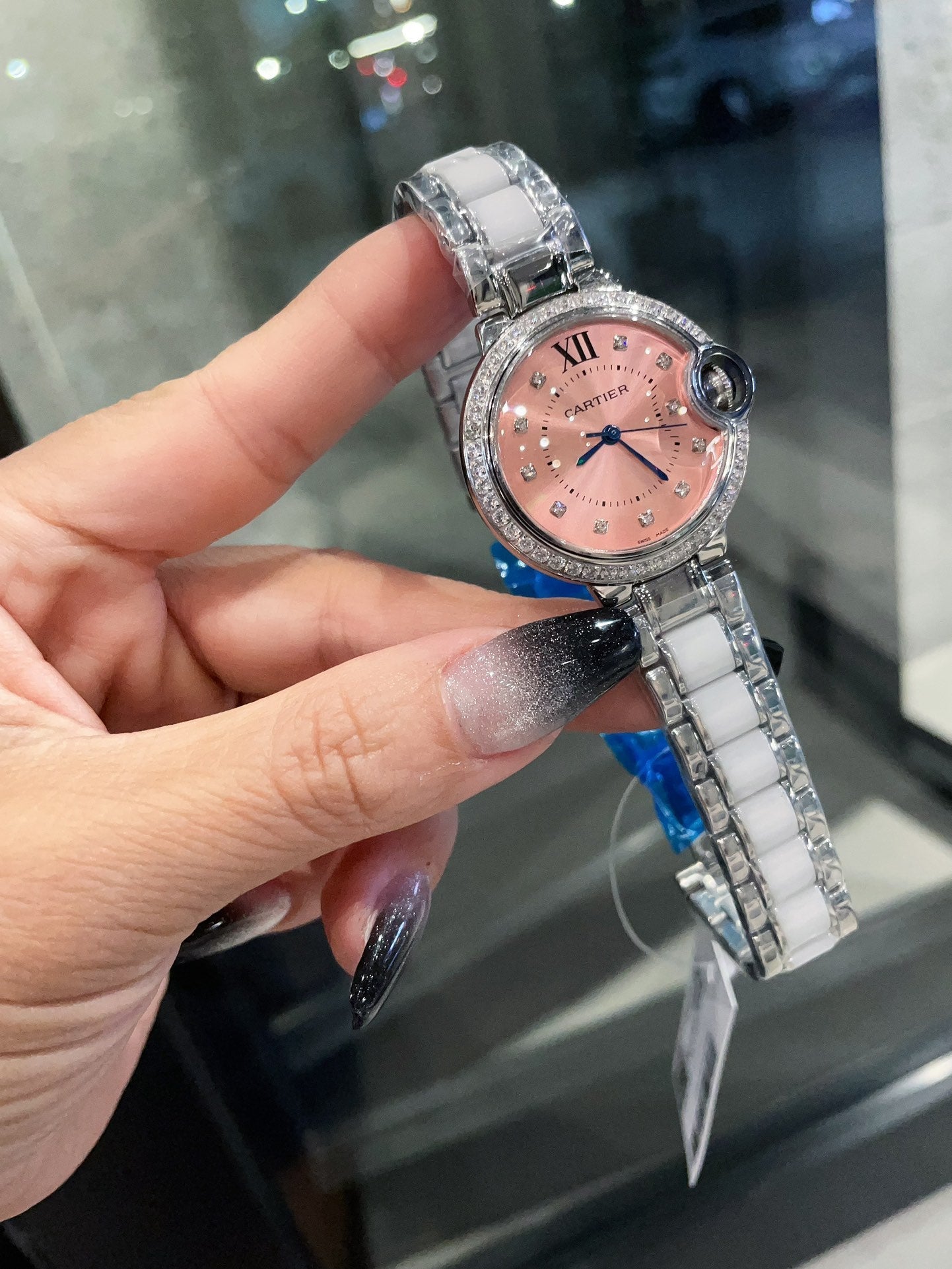 Cartier Men's Bleu Balloon 33mm Silver Pink Dial