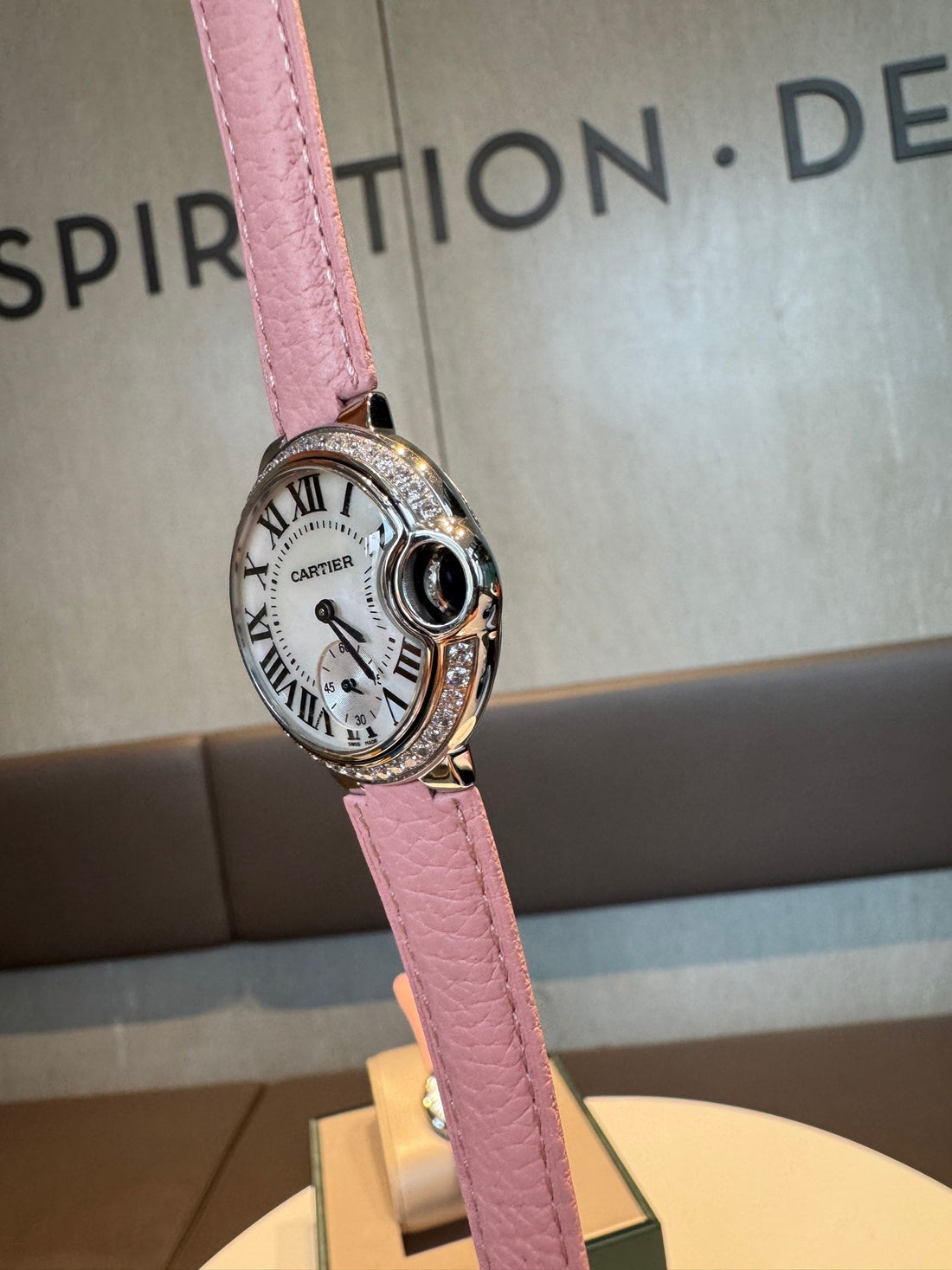 Cartier Bleu Balloon 33mm Silver Pink Diamond