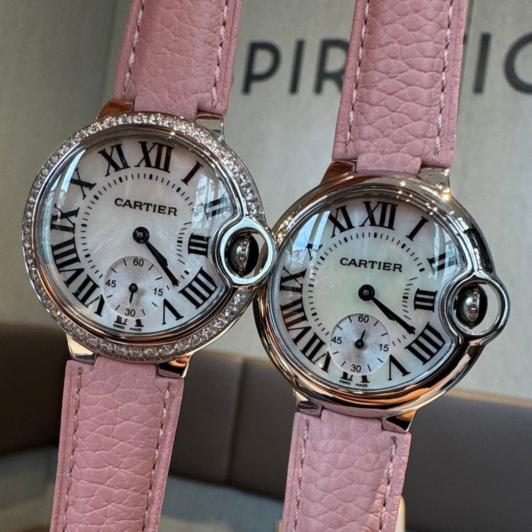 Cartier Bleu Balloon 33mm Silver Pink Diamond
