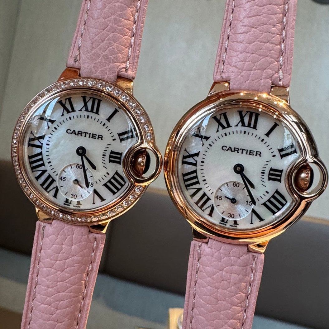 Cartier Bleu Balloon 33mm Pink Gold White Dial