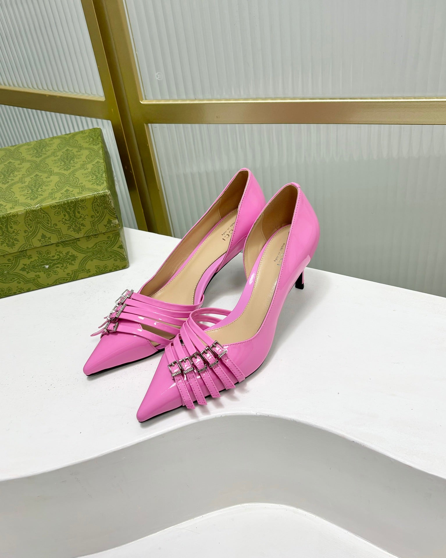 HIGH PUMP 6 CM IN FUSCIA PINK CALFSKIN