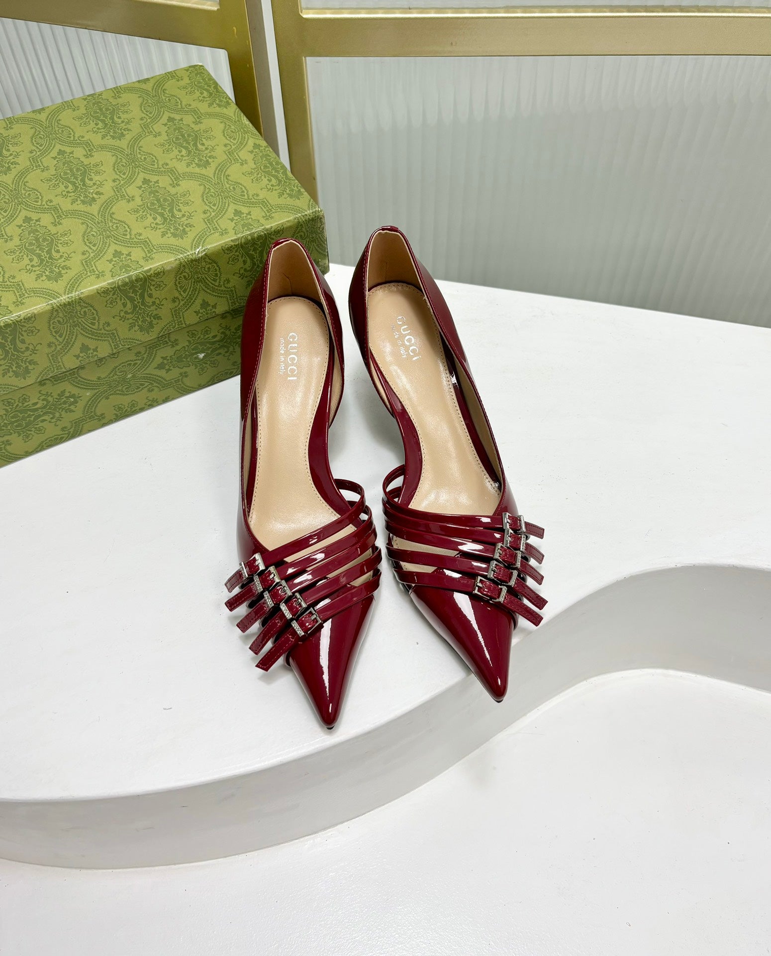 HIGH PUMP 6 CM IN CRIMSON RED CALFSKIN