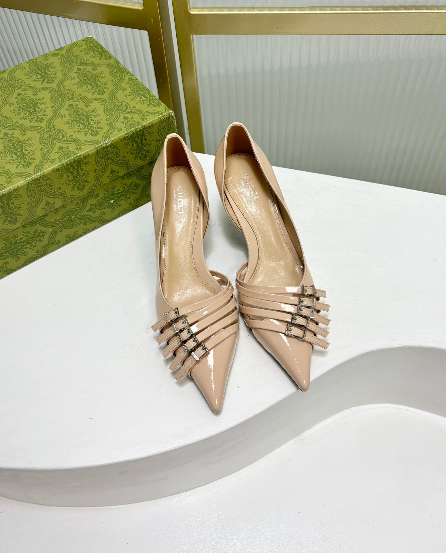 HIGH PUMP 6 CM IN TAN BEIGE CALFSKIN