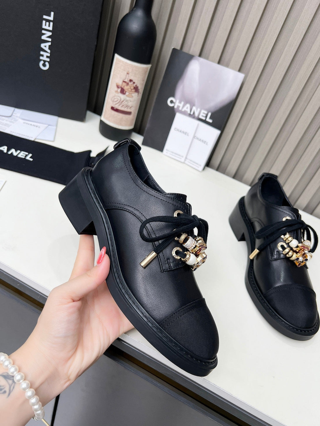 CC Shoe Oxford 50mm In Black Calfskin And Lycra Fabric 944545