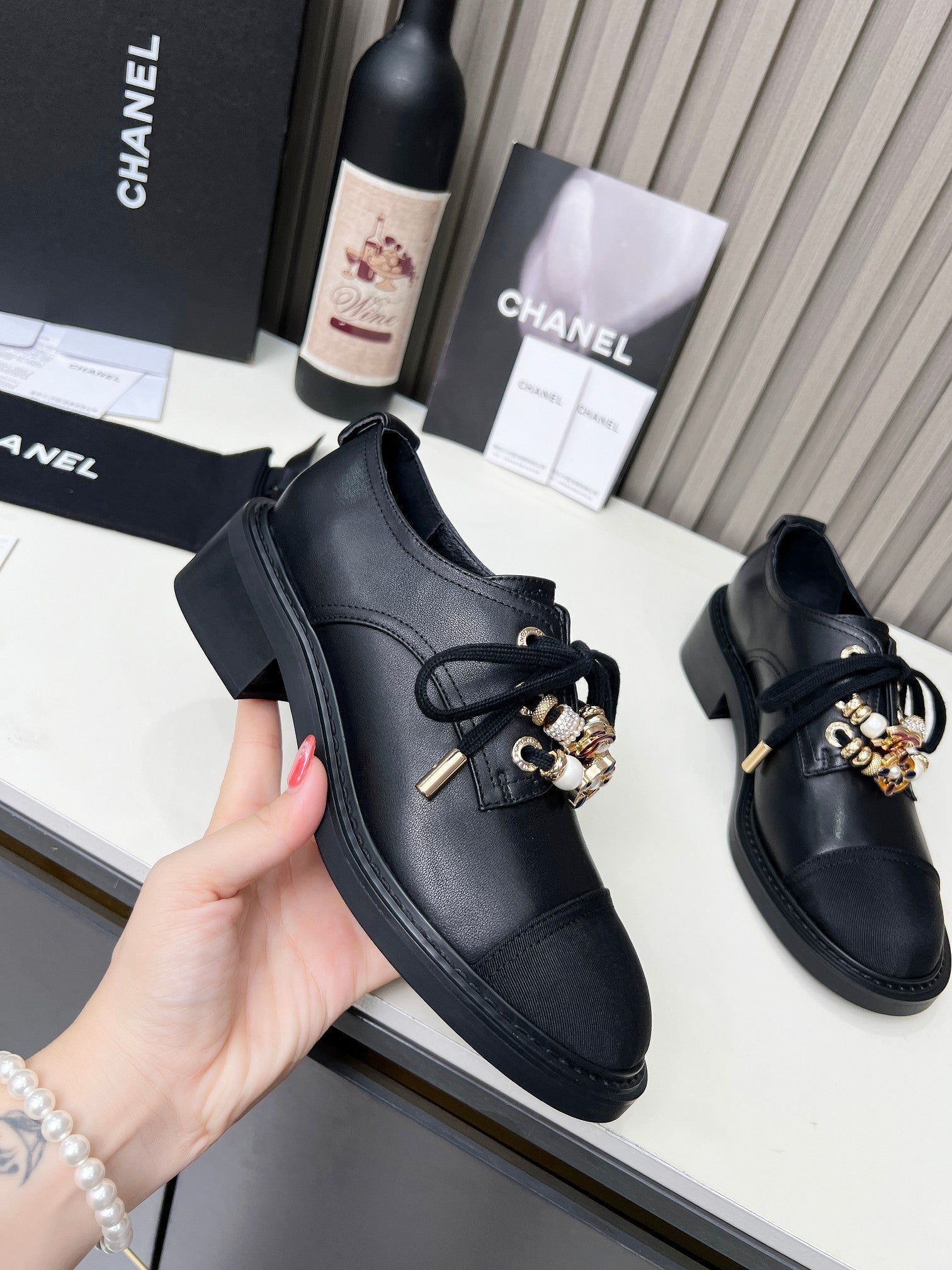 CC Shoe Oxford 50mm In Black Calfskin And Lycra Fabric 944545