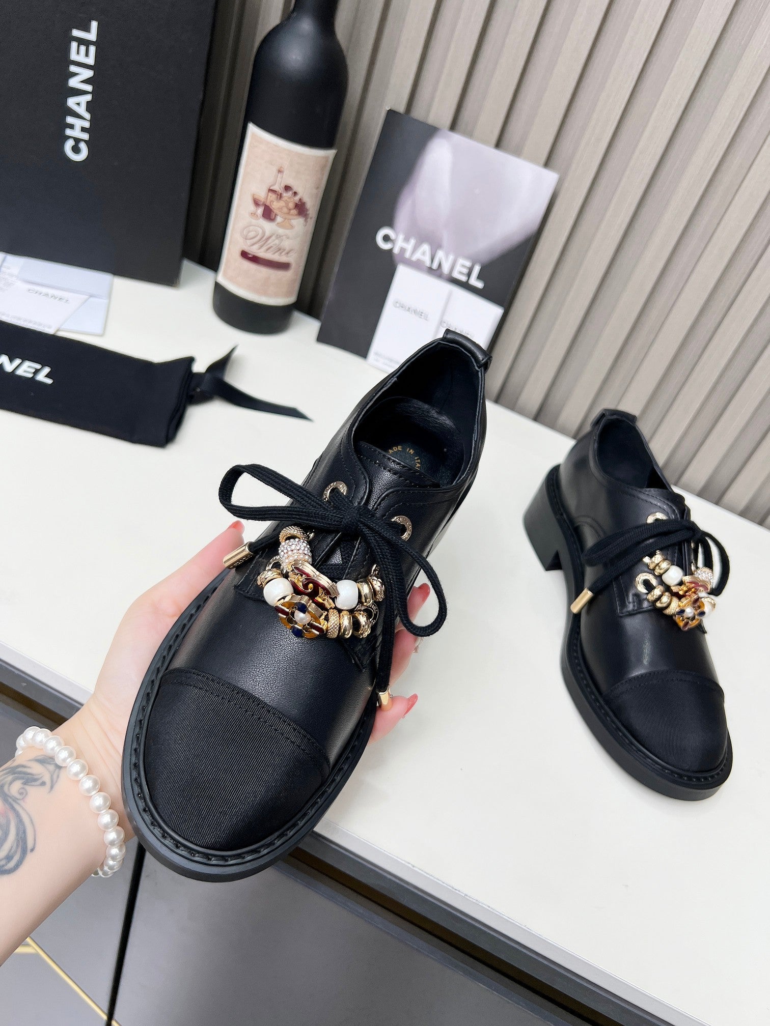 CC Shoe Oxford 50mm In Black Calfskin And Lycra Fabric 944545