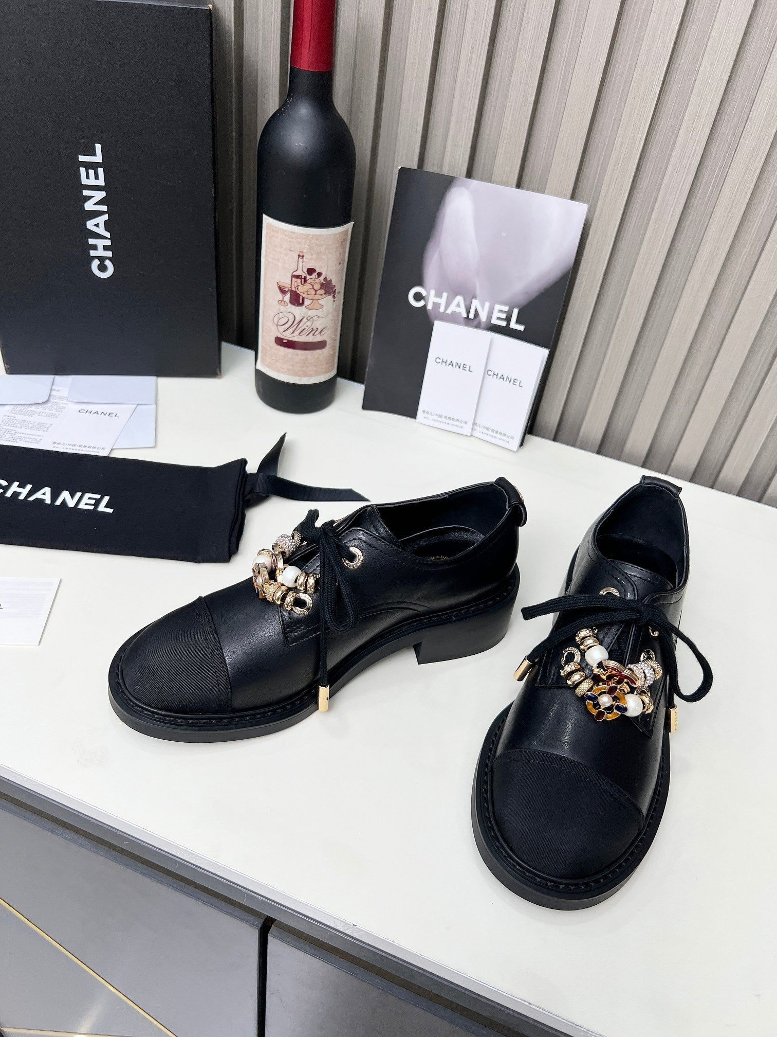CC Shoe Oxford 50mm In Black Calfskin And Lycra Fabric 944545