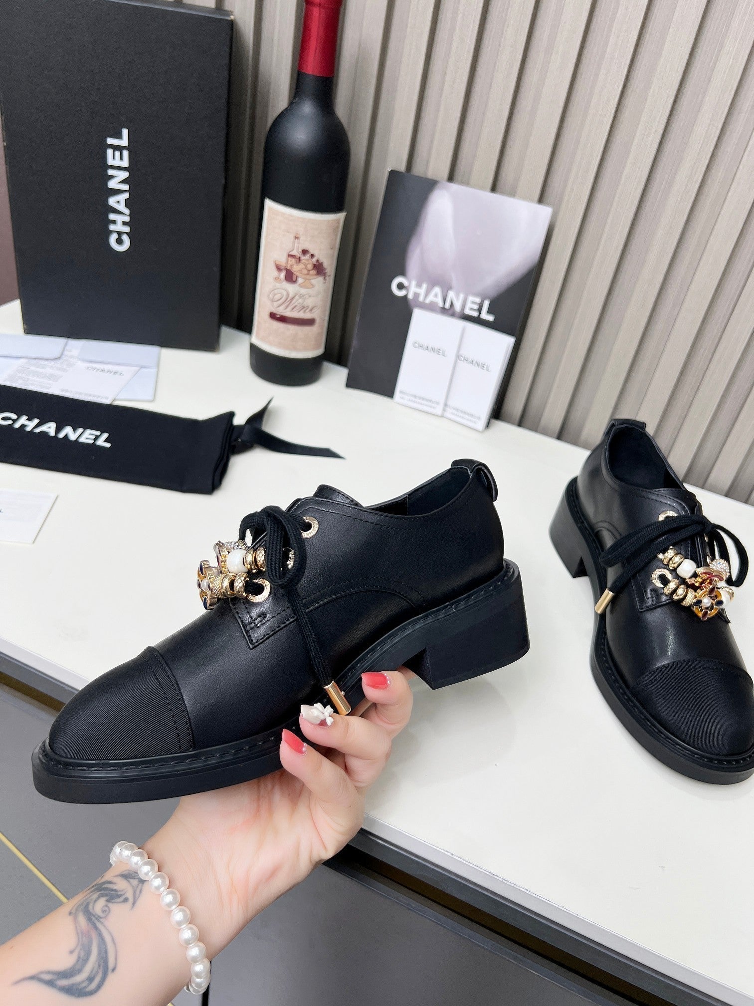 CC Shoe Oxford 50mm In Black Calfskin And Lycra Fabric 944545
