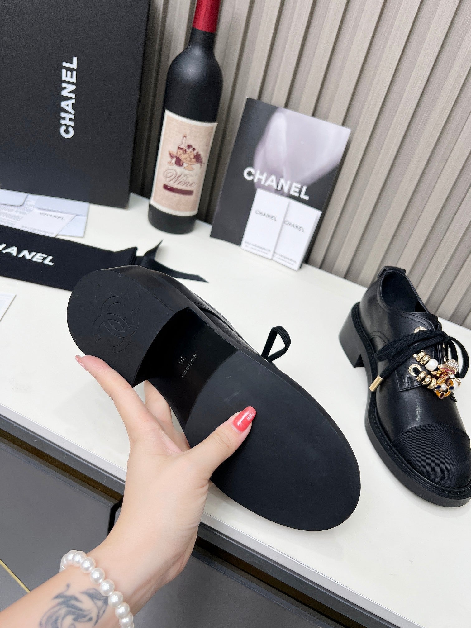CC Shoe Oxford 50mm In Black Calfskin And Lycra Fabric 944545