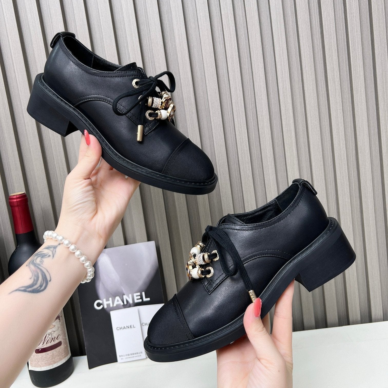 CC Shoe Oxford 50mm In Black Calfskin And Lycra Fabric 944545