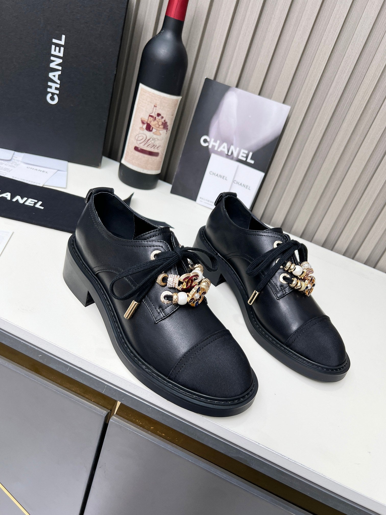 CC Shoe Oxford 50mm In Black Calfskin And Lycra Fabric 944545