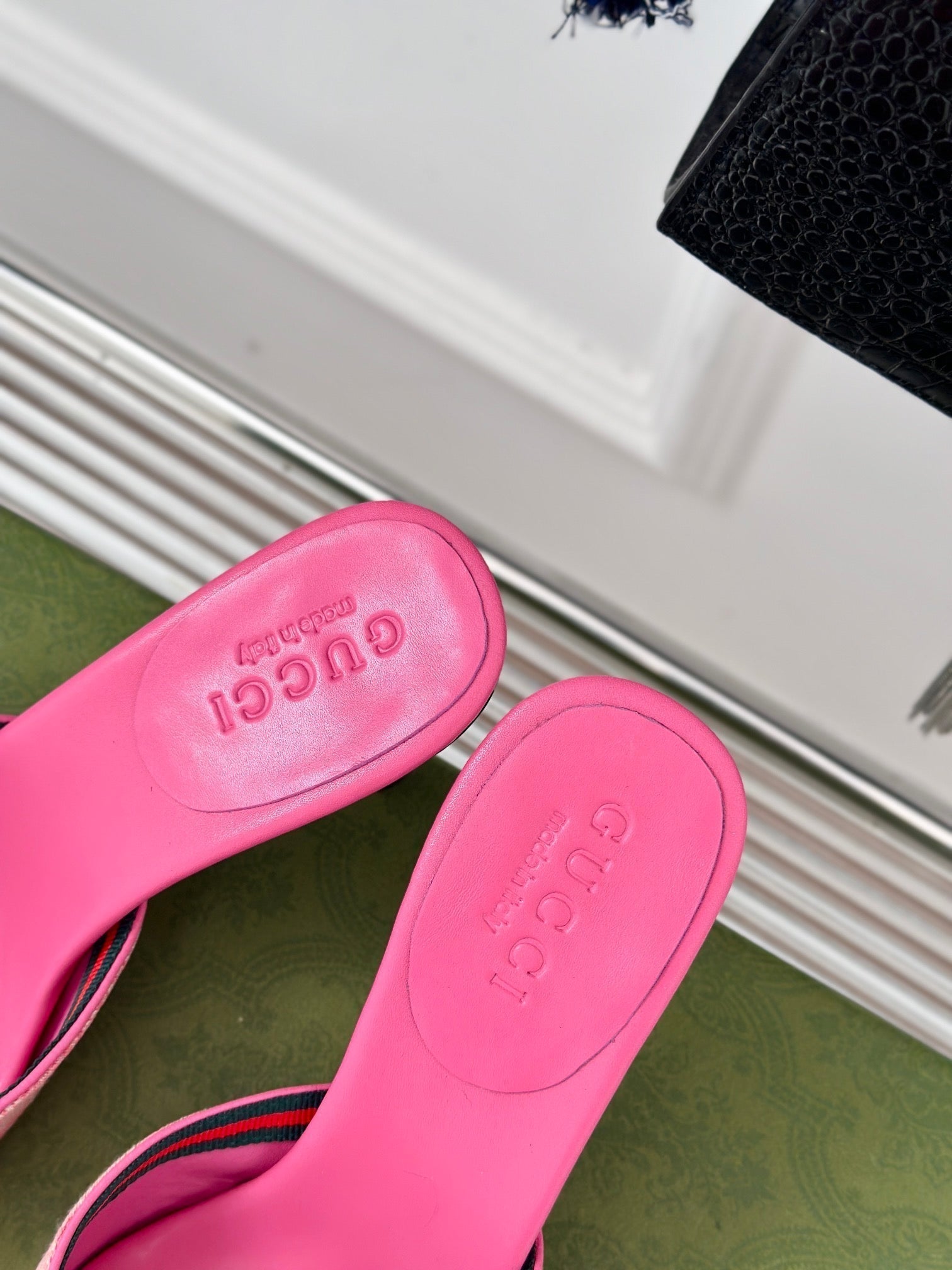 GG Vintage High Heel Slippers Pink