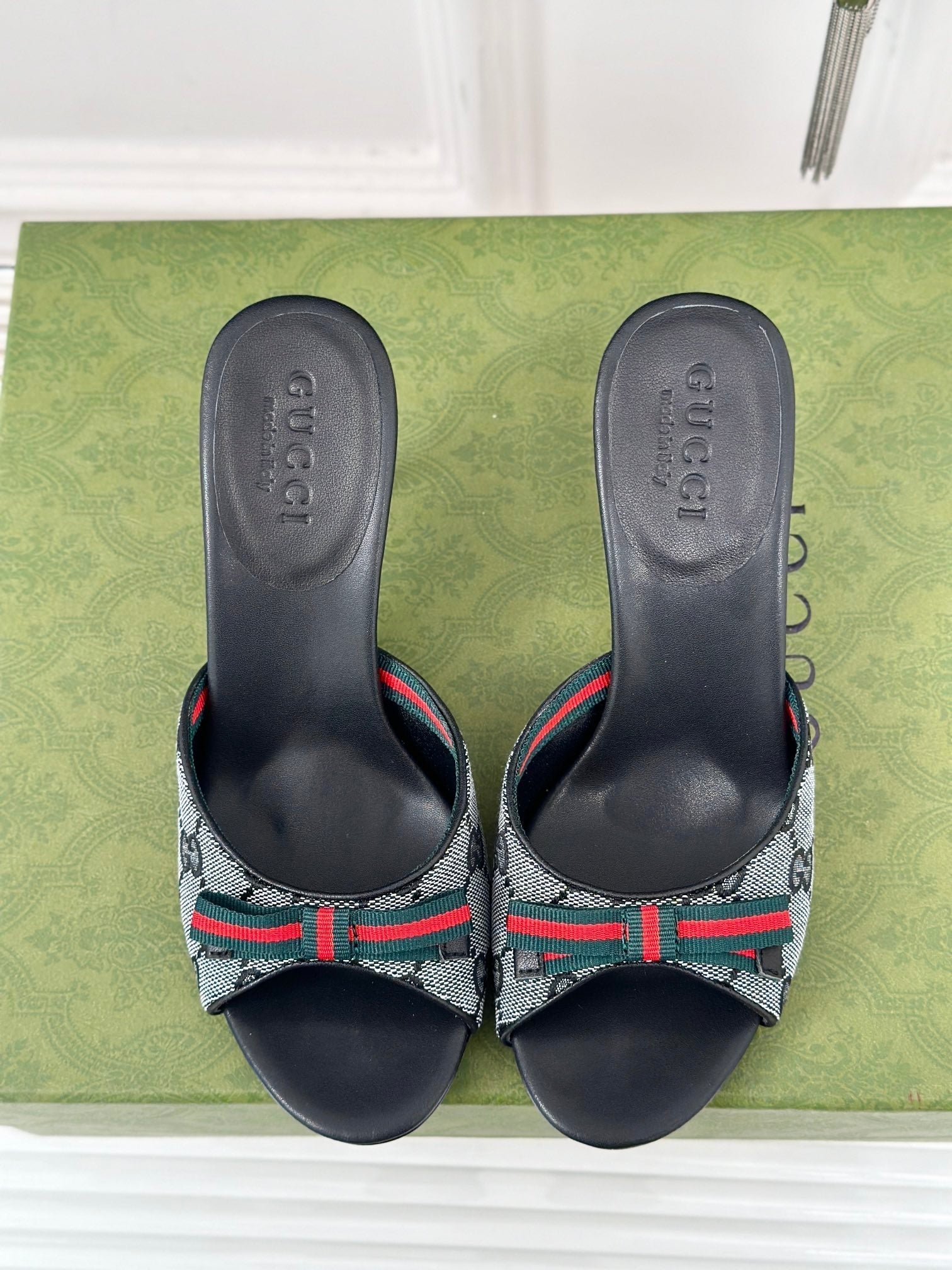 GG Vintage High Heel Slippers Black