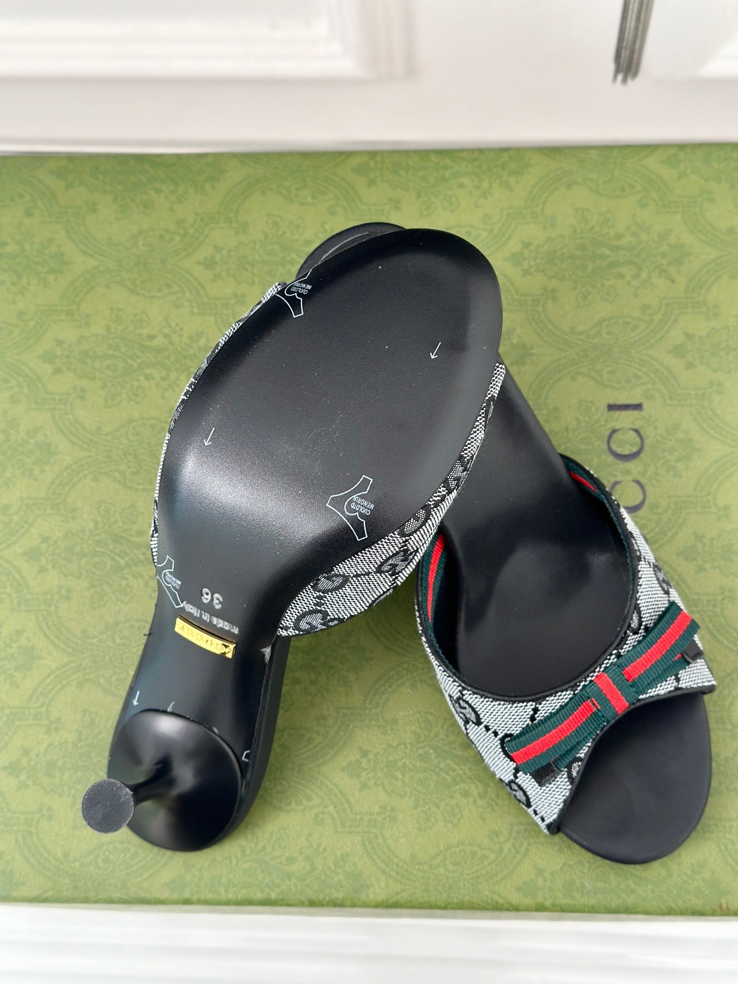 GG Vintage High Heel Slippers Black