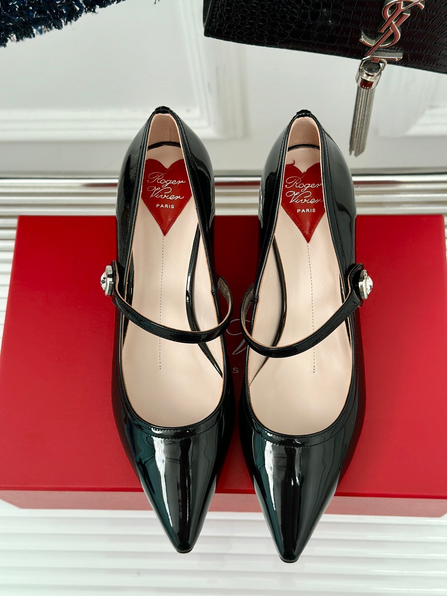Mary Jane Virgule Pumps 55 Black Patent Leather