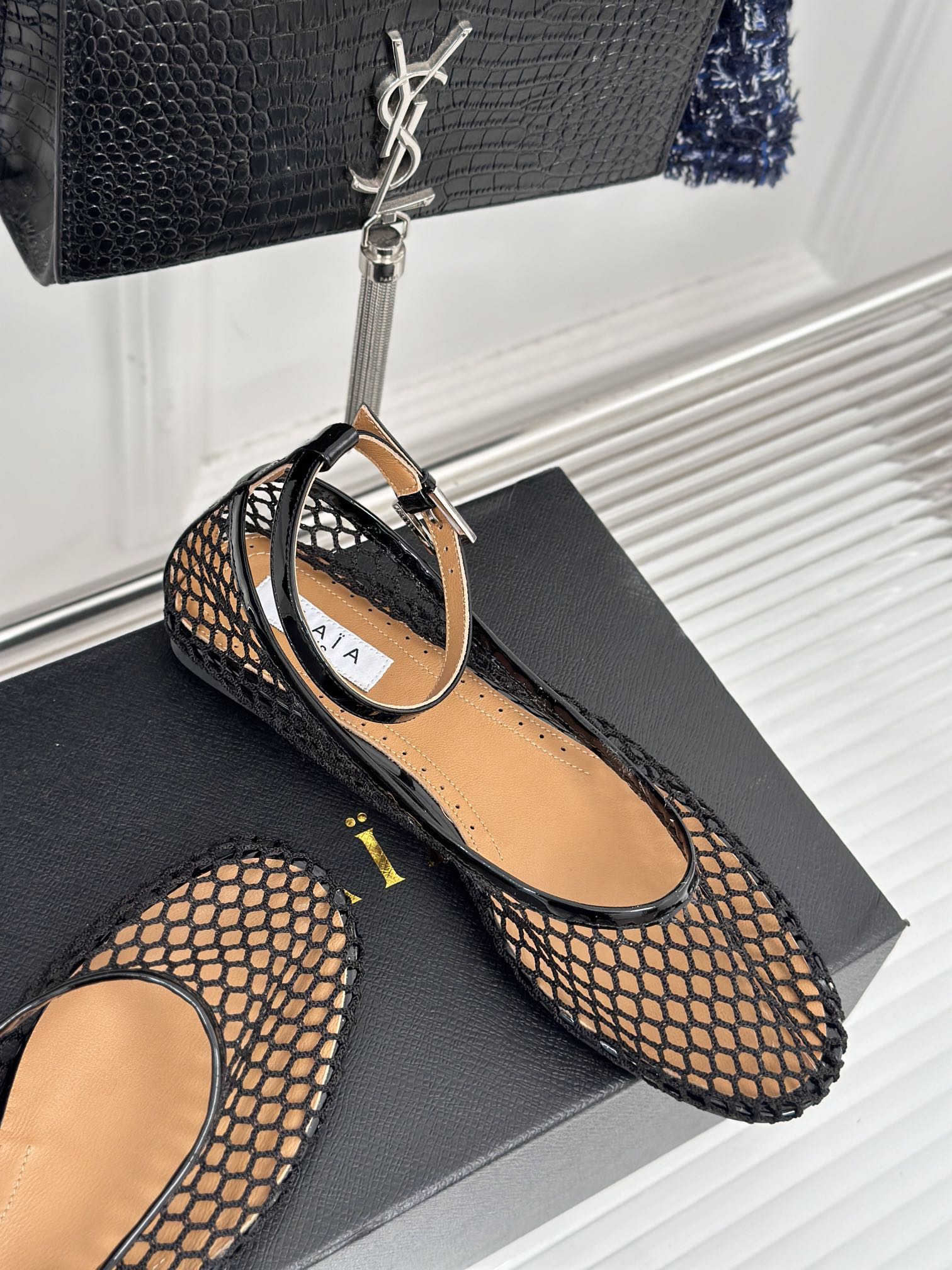 Alaia Mary Jane Ballet Flat Black Lambskin 293229