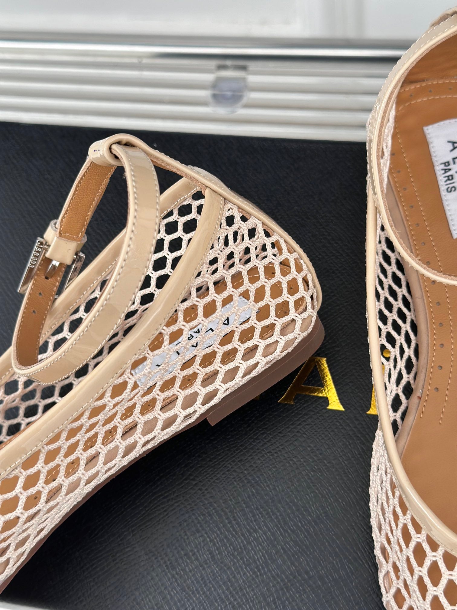 Alaia Mary Jane Ballet Flat Nude Lambskin 293230