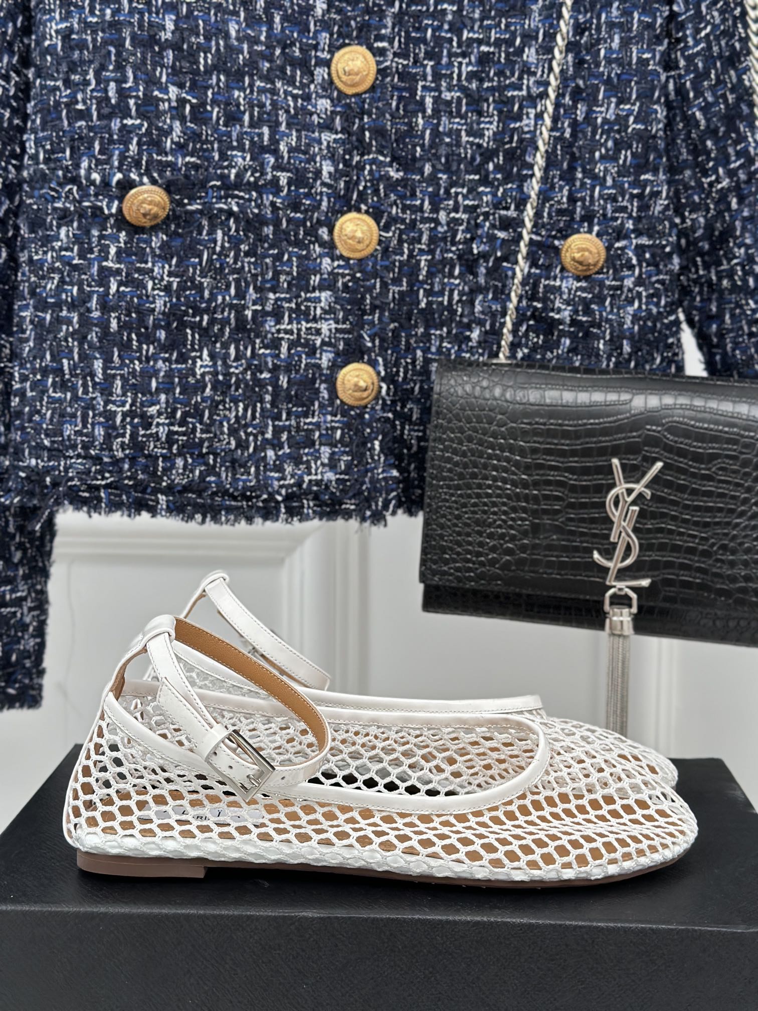 Alaia Mary Jane Ballet Flat White Lambskin 293232