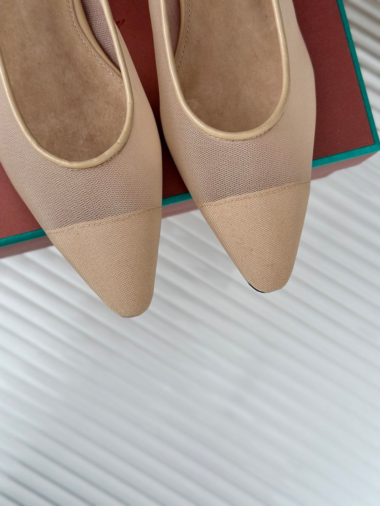 LP Primula Ballet Flat In Beige Mesh Fabric With Suede Lining 989400
