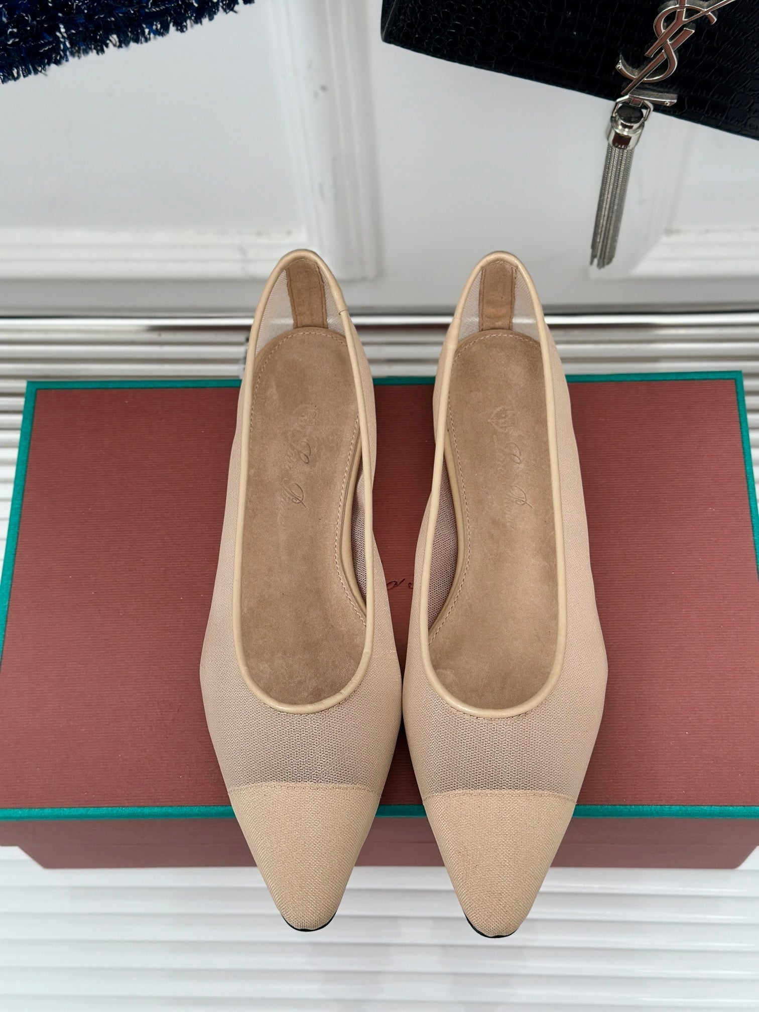 LP Primula Ballet Flat In Beige Mesh Fabric With Suede Lining 989400