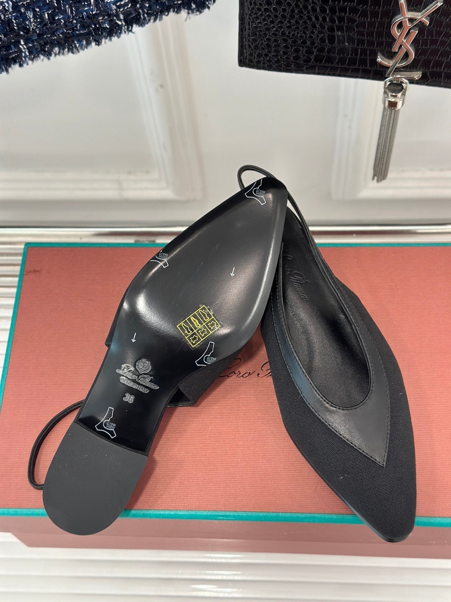 LP Rebecca Slingbacks In Black Lambskin 989412