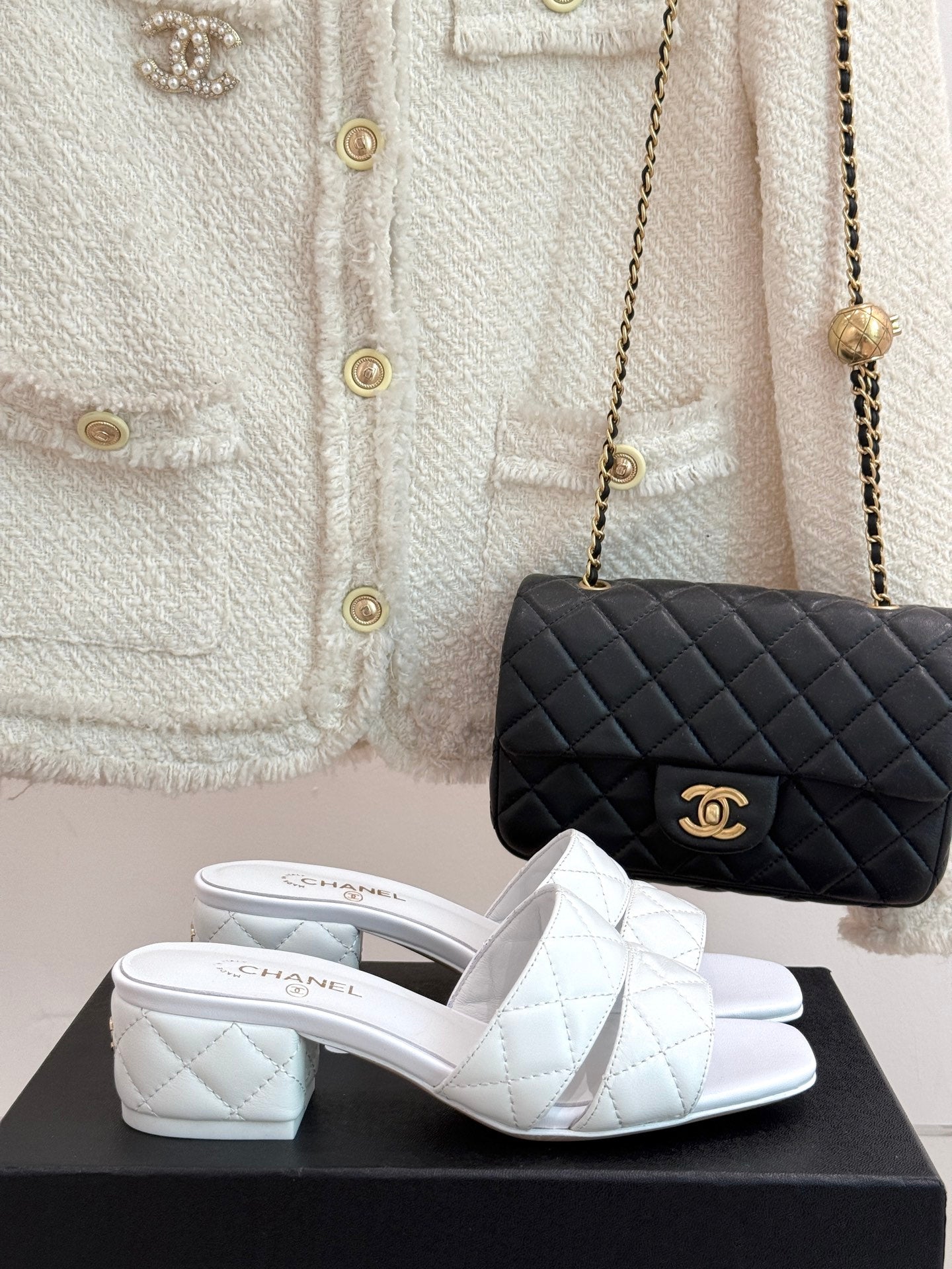 CC 25 Mid Heel Mule 5CM White Italian Leather 225350