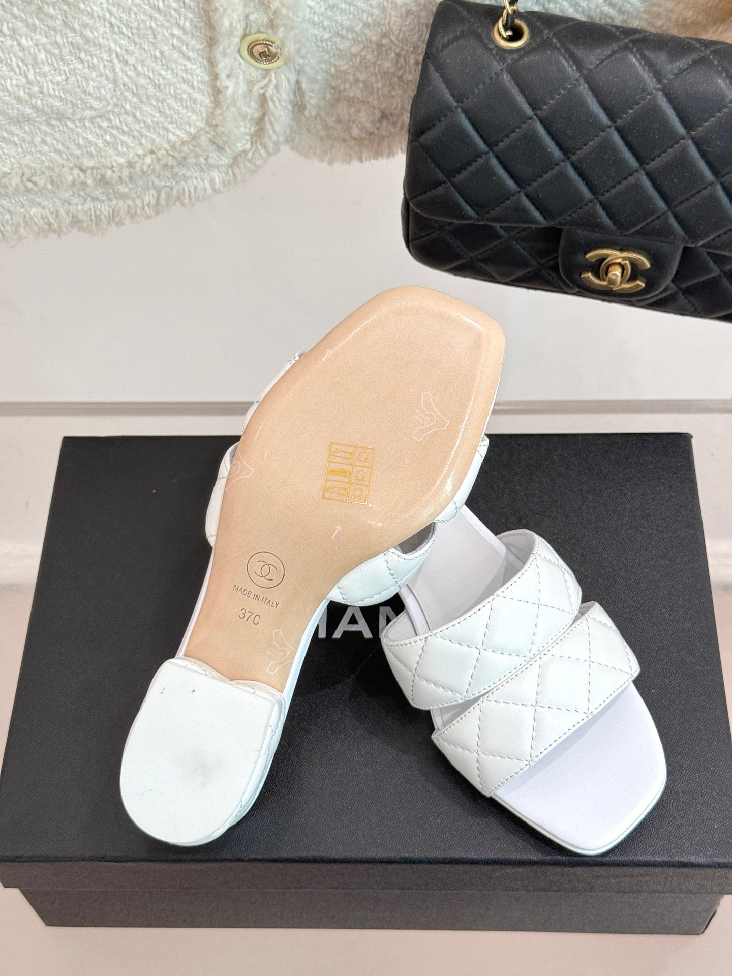 CC 25 Mid Heel Mule 5CM White Italian Leather 225350
