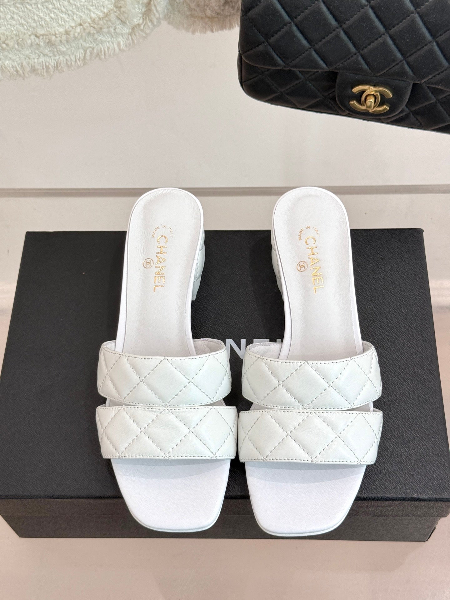 CC 25 Mid Heel Mule 5CM White Italian Leather 225350