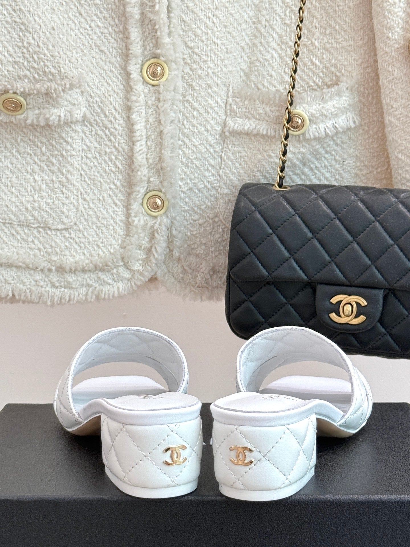 CC 25 Mid Heel Mule 5CM White Italian Leather 225350