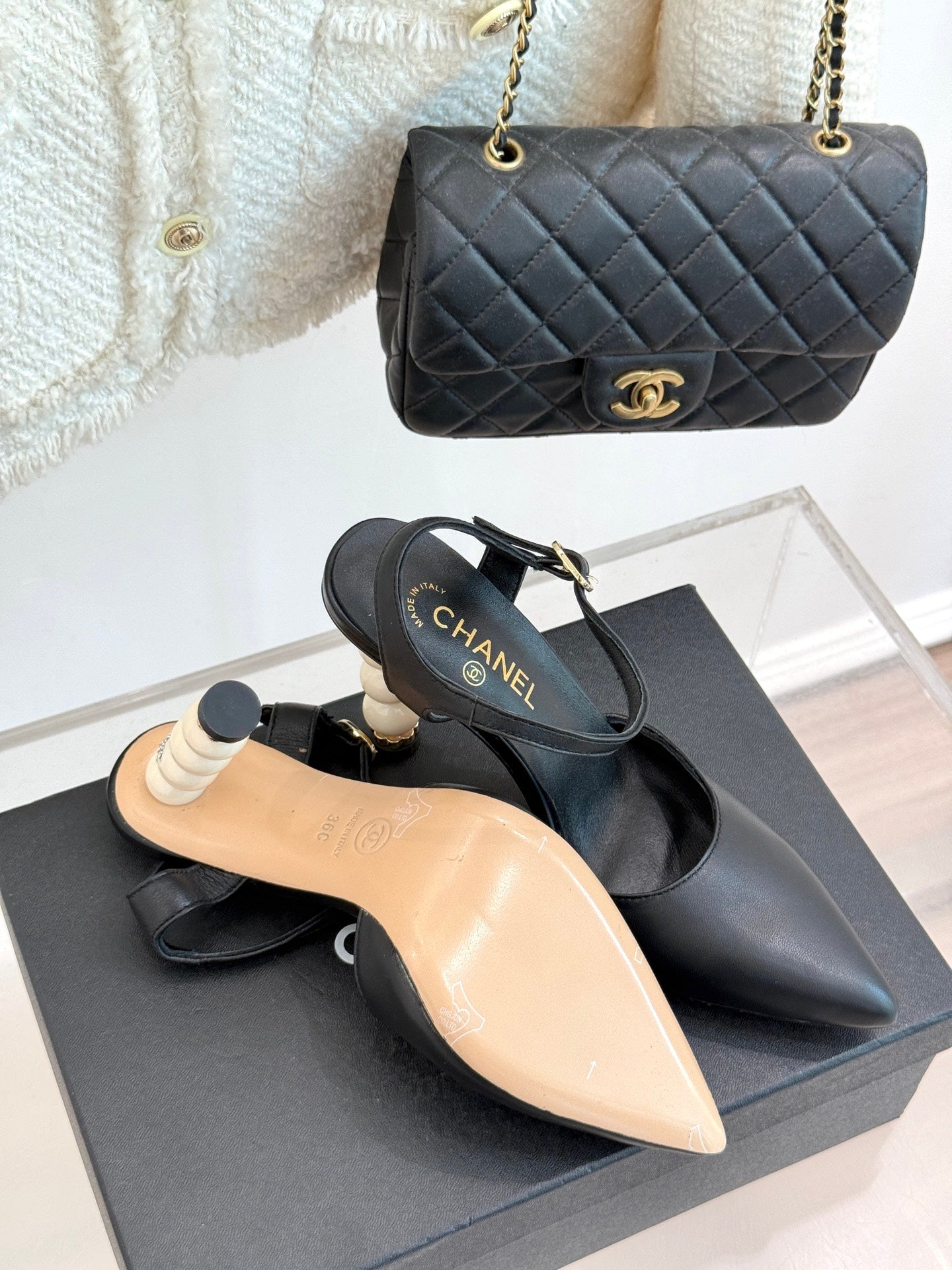 CC 25 Slingback Black Lambskin 308653