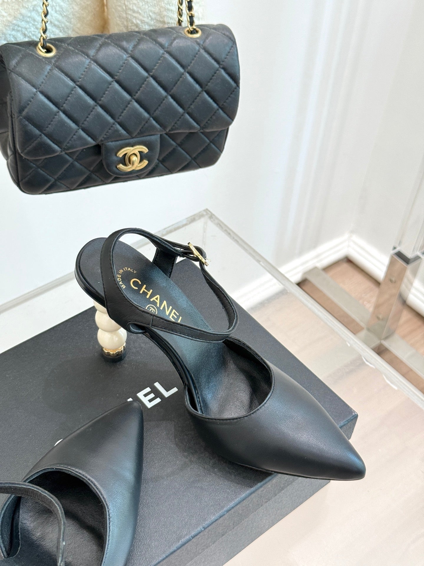 CC 25 Slingback Black Lambskin 308653