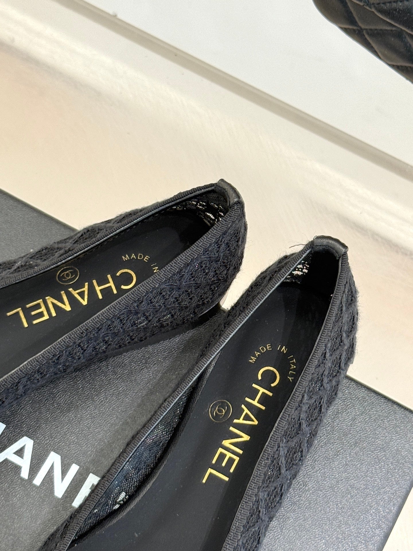 Chanel 25 Ballet Flat Black Woven Lambskin 473055