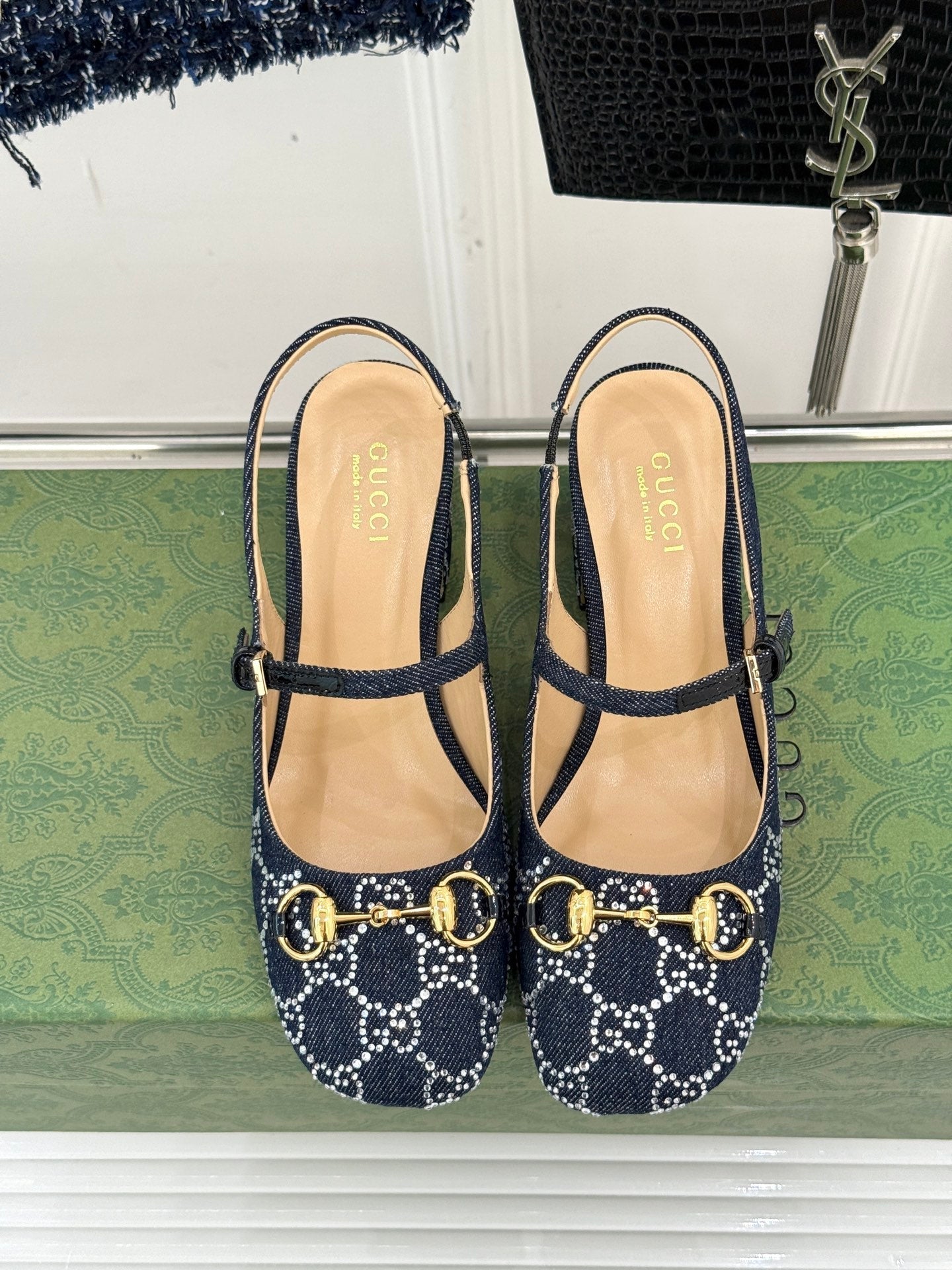 GC Horsebit Slingback Pump Dark Blue Denim 412733