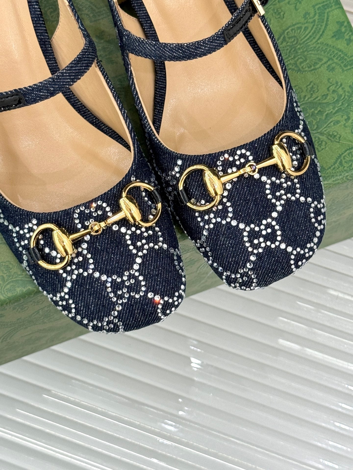 GC Horsebit Slingback Pump Dark Blue Denim 412733