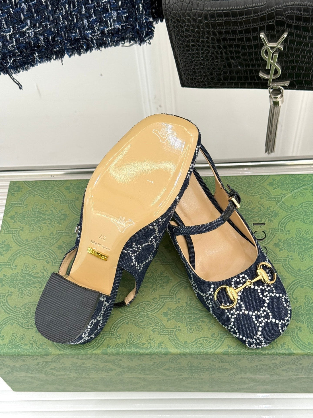 GC Horsebit Slingback Pump Dark Blue Denim 412733