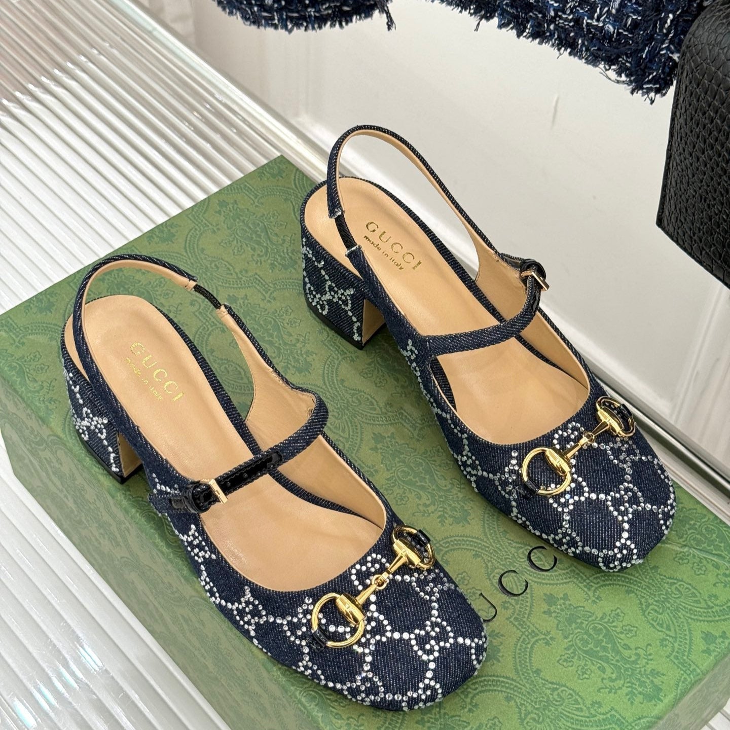 GC Horsebit Slingback Pump Dark Blue Denim 412733