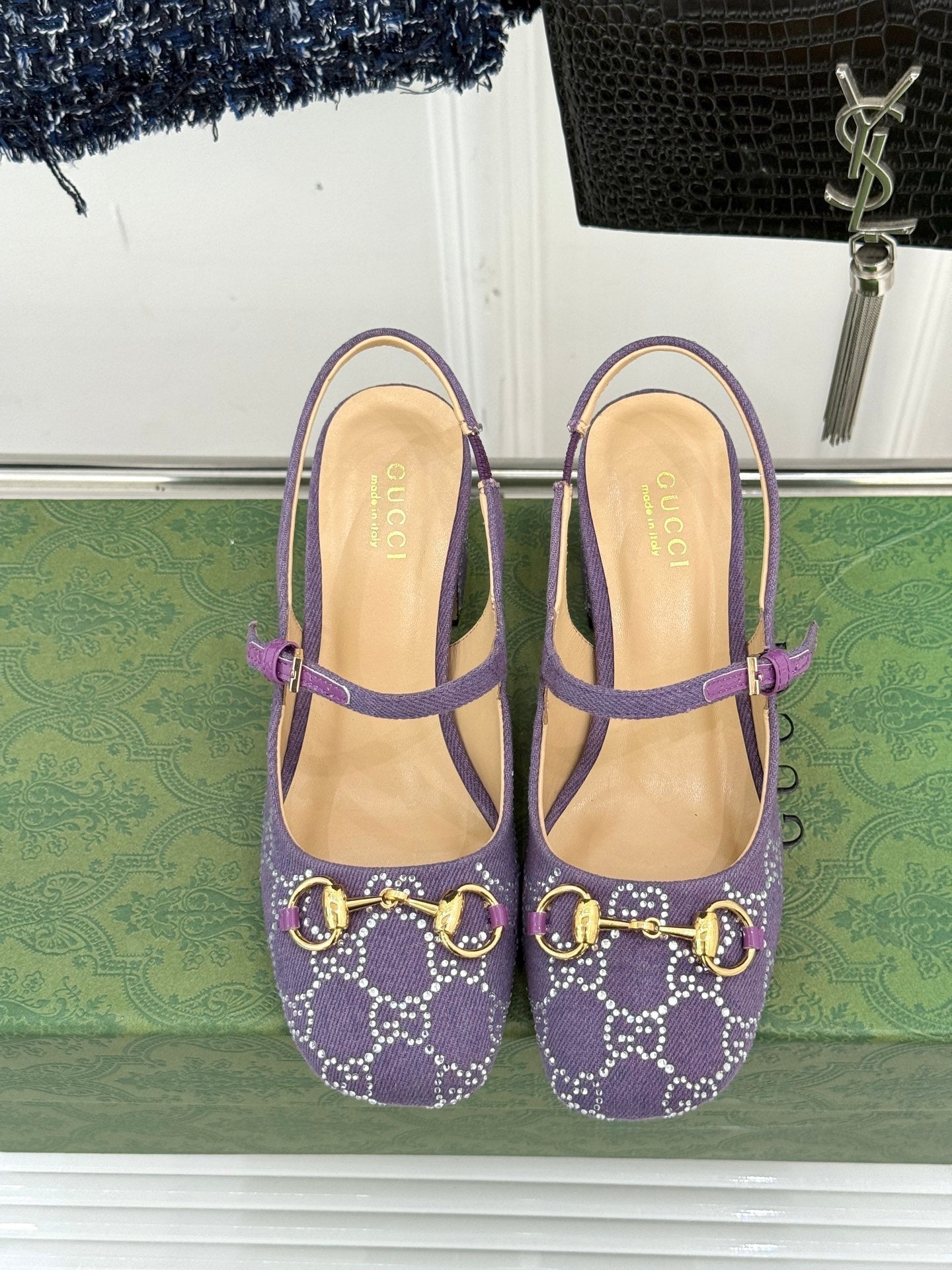 GC Horsebit Slingback Pump Purple Denim 412734