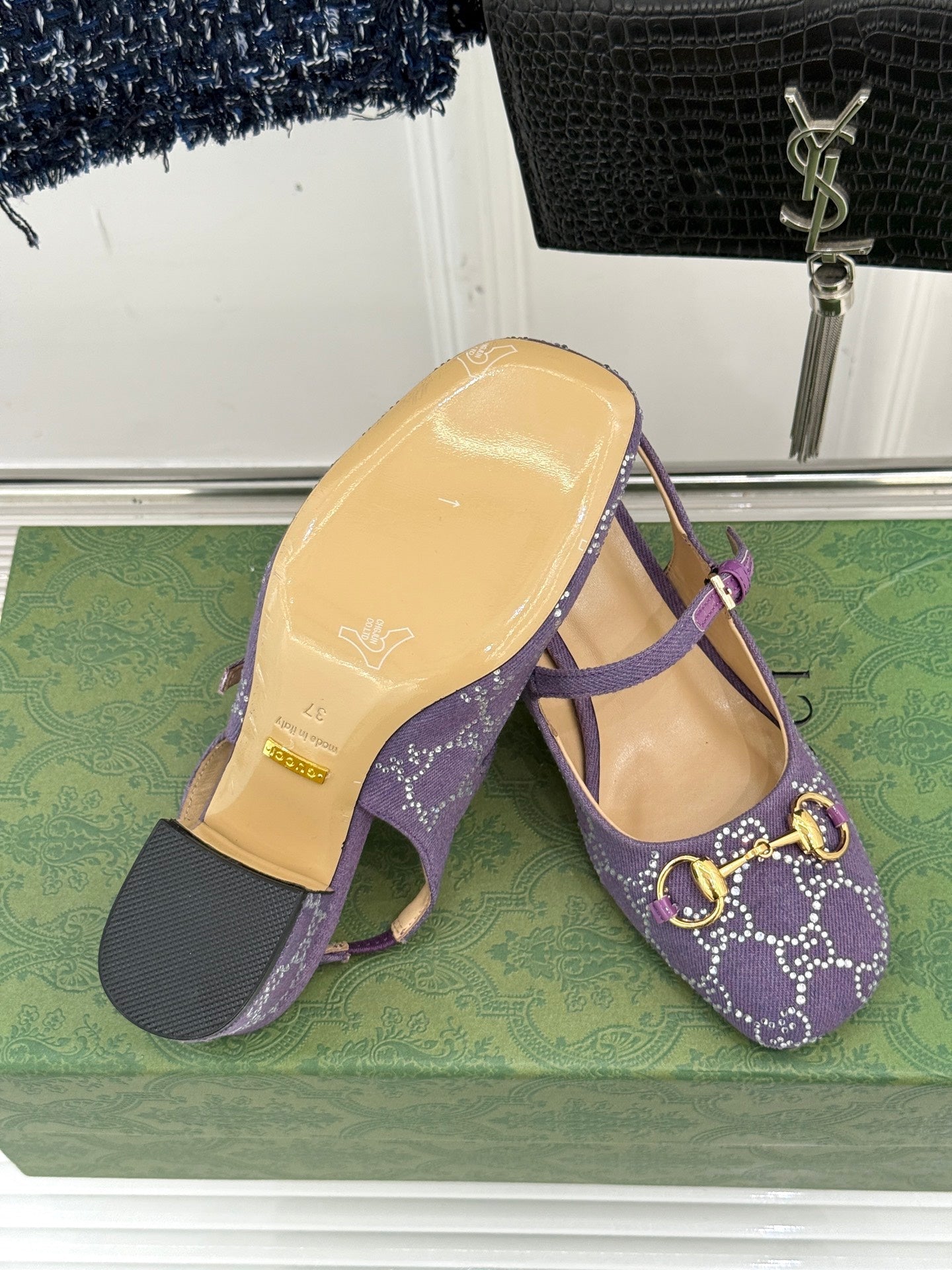 GC Horsebit Slingback Pump Purple Denim 412734